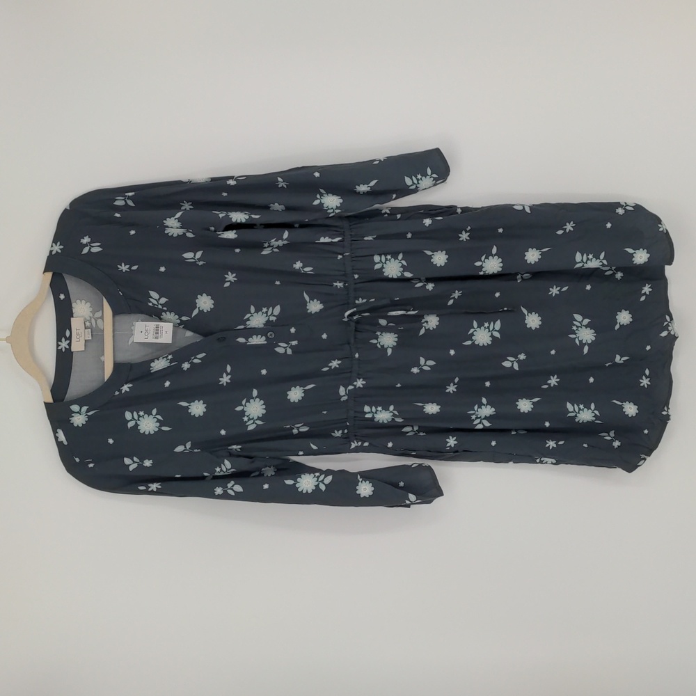 Loft Outlet Women's Dress Size Medium Floral 1/2 Button Tie Waist Long Sleeve